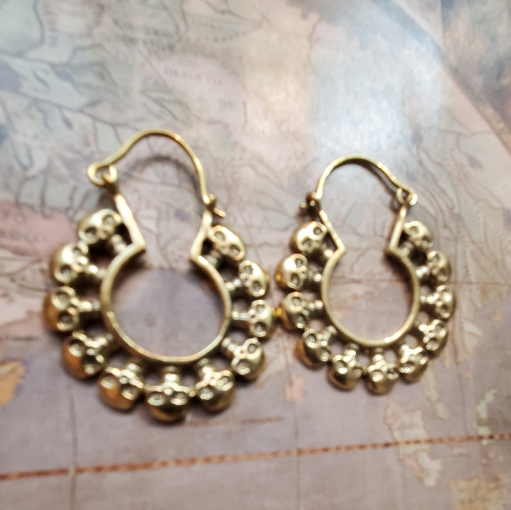 GENUINE BRASS HANDMADE Skull BALI EARRINGS